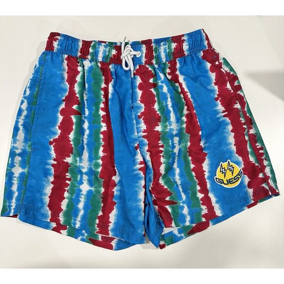 Guess J Balvin Tie Dye Swim Trunk Shorts Blue Relaxed Fit Mens Size Small Beachy - Picture 2 of 5